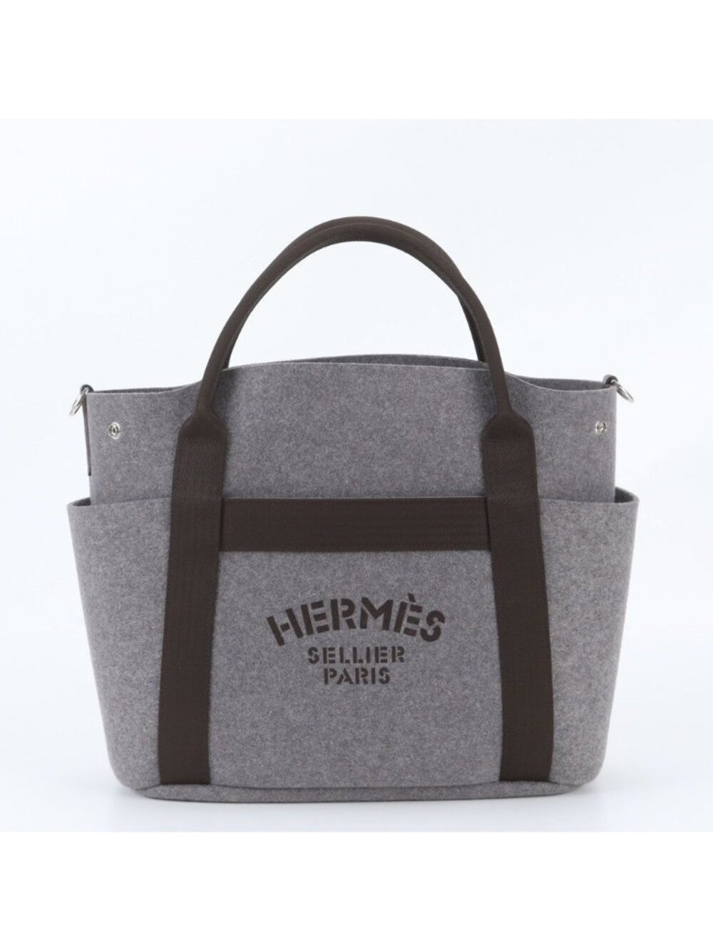 Hermes Sac de Panthere Jeu Gloom Leather Tote Bag